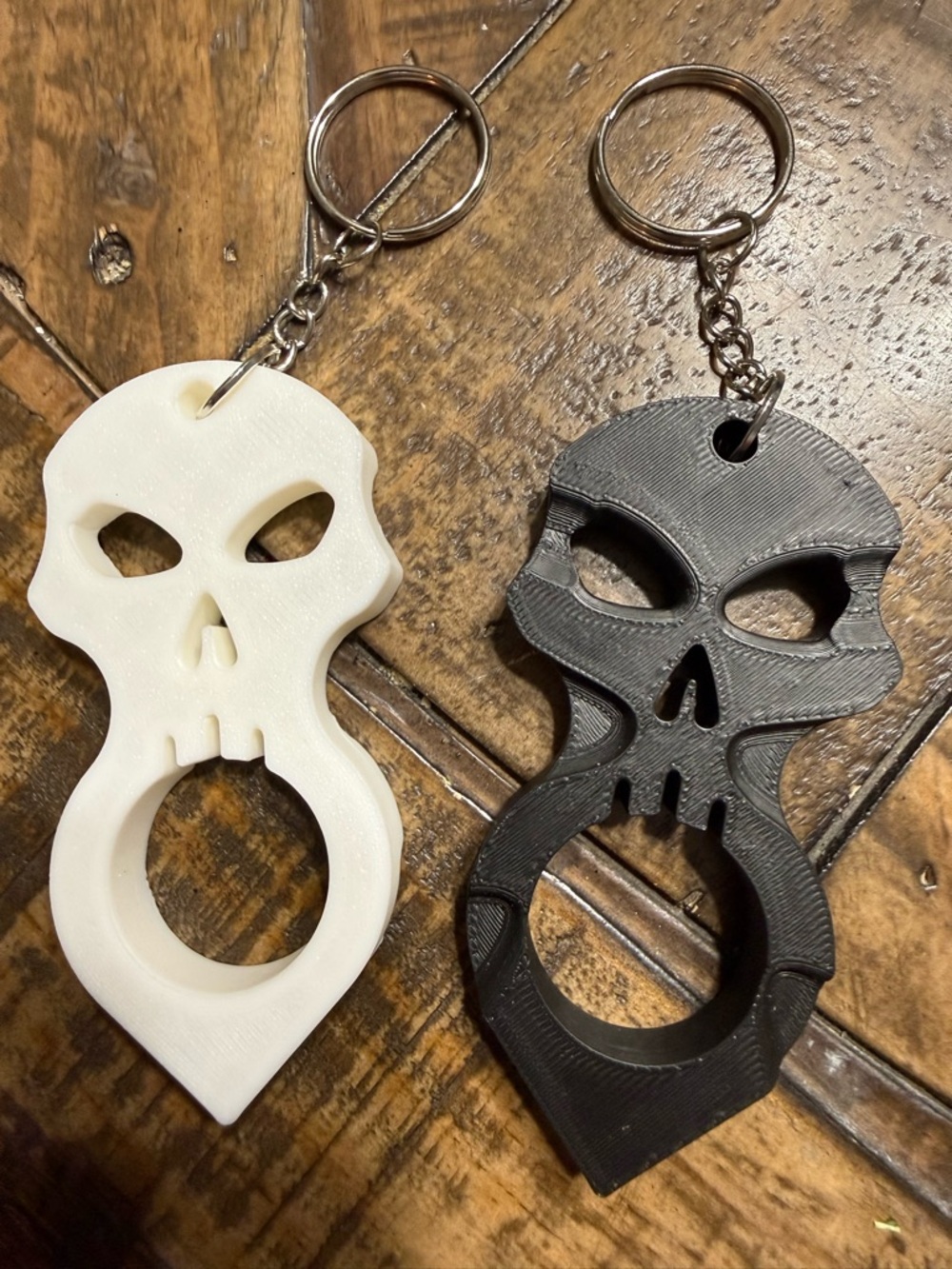 Skull Ring Bottle Opener Keychain - Black and White